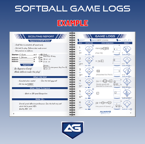 Softball Notebook - Softball Hitter's Game Logs - Always Grind