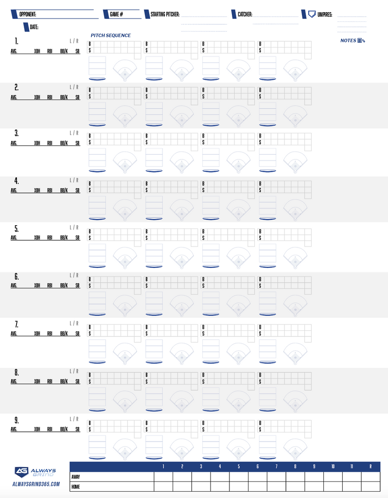 Free Baseball Pitching Charts Printable
